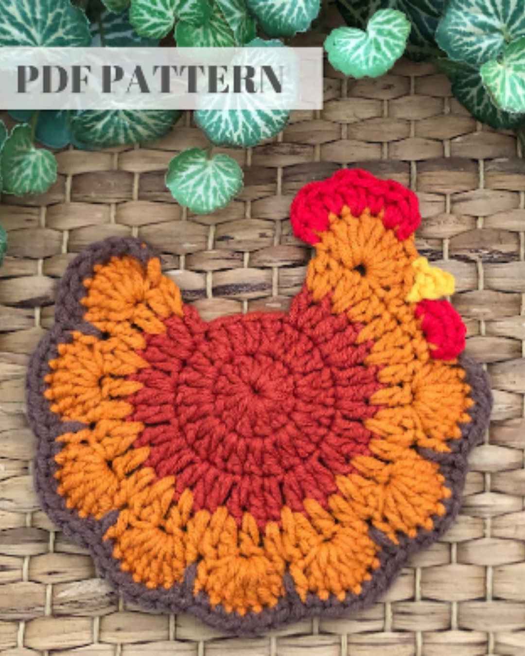 crochet chicken coaster