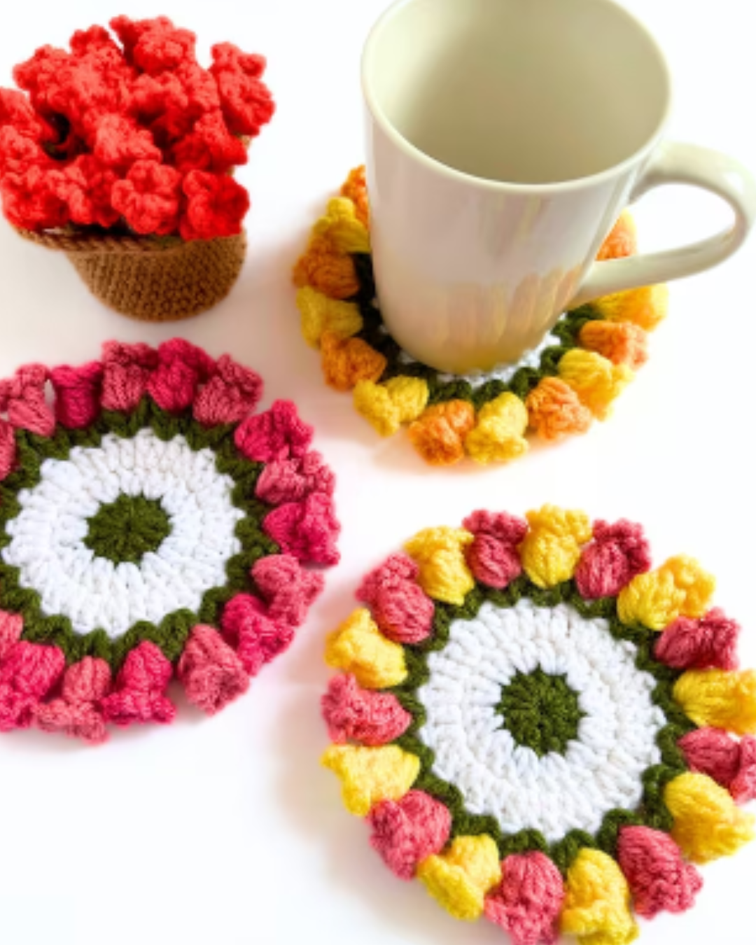 convertible crochet flower coasters